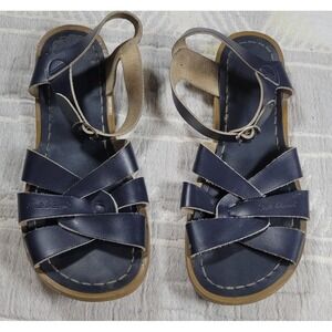 Salt Water Sandals by Hoy Navy Leather Strappy Sandals Size‎ 5 (Women's / Youth